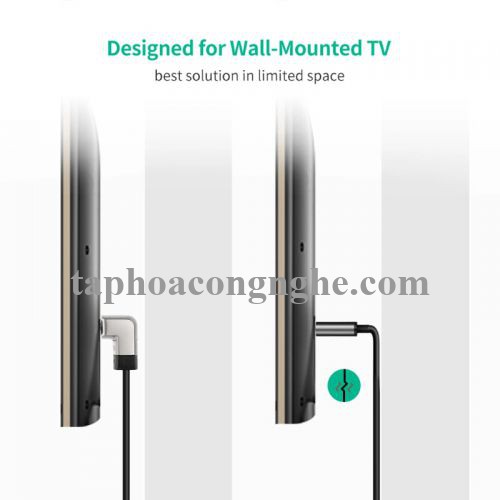 Ugreen 10280 3M màu Đen Cáp tín hiệu HDMI chuẩn 1.4 đầu góc 90 độ HD122 30010280